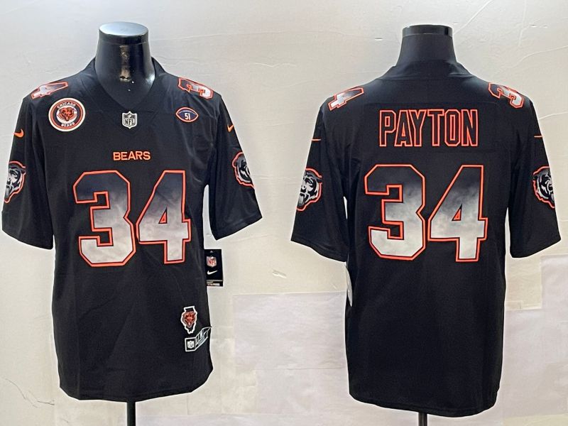 Men Chicago Bears #34 Payton Black Nike Smoke Fashion 2024 Limited NFL Jersey style 5->chicago bears->NFL Jersey